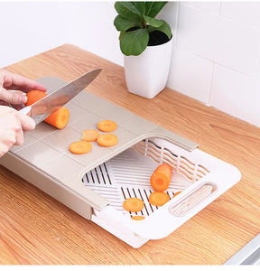 Planche à découper multifonction en plastique DD2404 avec panier de drainage télescopique pour cuisine – Vente en gros - Product Image 4