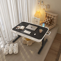 Bureau d'ordinateur portable pliable multifonction avec lampe de lecture, table portable économique pour lit, dortoir, bureau