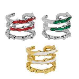 FUAMAY — boucles d'oreilles Triple couches en émail, bijoux argentés 925, en rouge, vert et blanc, 925, <span class=keywords><strong>prix</strong></span> en grammes - Product Image 1