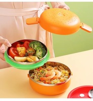 Ensemble de vaisselle multifonction pour hamburger, assiettes et bols empilables en forme de burger, ensemble de couverts pour enfants