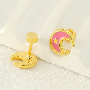 Zogxin Moon And Star Stud Earrings 18K Gold Plated Stainless Steel For Women Gift Fashion Jewelry - Product Image 3