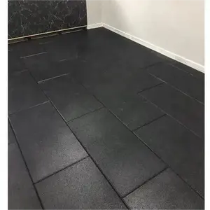 Composite Rubber Tile 1m X 1m Gym Flooring Rubber Tiles Pure Black Rubber Flooring Roll Impact Tile