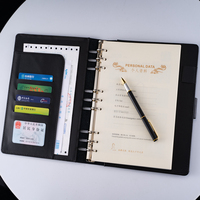 Carnet de notes réutilisable en feuille d'or, reliure à anneaux en cuir PU B5 noir, carnet de notes personnalisé