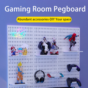 Panneau perforé mural pour salle de jeu Planche perforée multifonctionnelle Racks Pas de perçage Kit d'affichage mural plastique accessoire abandonné - Product Image 4