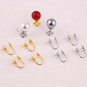 Clip-on <b>Earrings</b> Double-sided Mosquito Coil Design Gold And White Gold Pearl Studs For Non-pierced Ears Everyday Wear Unisex - Product Image 3