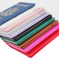 JIEXI dompet perjalanan kulit PU Logo kustom USA Passport dengan penghalang RFID tanpa penutup Hot Stamping & pemegang kartu Amerika