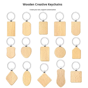 Custom Wooden Keychain Unfinished Wood Rounds for Laser Engraving Wholesale Cheap DIY Decorations Pet Keyring Ring Supplier