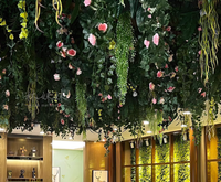 Mur végétal artificiel pour plafond de restaurant, décoration artificielle, plante araignée, pteridophytes, verdure tridimensionnelle