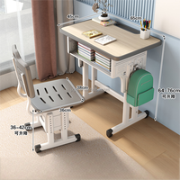 Conjunto de Escritorio y Silla Escolar Ergonómico de Altura Ajustable, Mesa de Estudio Moderna de MDF para Estudiantes con Cajones para el Aula y el Hogar