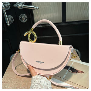 批发热卖优雅设计师Pu皮革半圆形斜挎包新款奢华名牌马鞍包 - Product Image 2