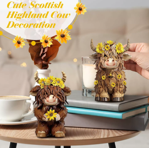 Statue <span class=keywords><strong>de</strong></span> veau nain <span class=keywords><strong>vache</strong></span> Highland ornement <span class=keywords><strong>de</strong></span> jardin en résine marron pour décor <span class=keywords><strong>de</strong></span> ferme Figurine d'art peinte en 3D pour plateau à plusieurs niveaux d'été - Product Image 3