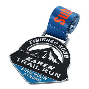 เหรียญรางวัลวิ่งเทรลแบบเคลือบโลหะ ดีไซน์ภูเขา ตัดแบบไดคัท สำหรับงานวิ่งเทรล 30k/20k/10k - Product Image 3