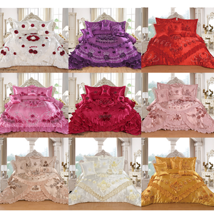 6 cái đám cưới Duvet SET SATIN kháng bedding sets với Jacquard ren sang trọng đám cưới Duvet Set - Product Image 6