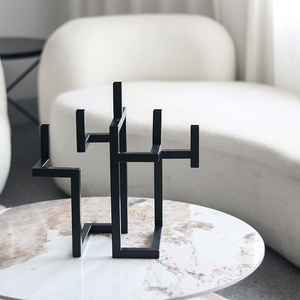 Luxe abstrait métal Art déco Design carré Tube bougeoir intérieur maison bureau décor anniversaire Table décoration <span class=keywords><strong>comptoir</strong></span> - Product Image 1