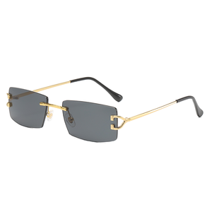 Designer Metal Sunglasses for Men Gold <b>Frame</b> UV400 Lens Leopard Head <b>Frameless</b> Rimless Custom Logo Diamond Cut Sun Glasses - Product Image 1
