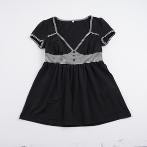 Blusa Casual de Corte Holgado con Rayas y Paneles, Corte en A, Dobladillo Acampanado y Botones Delanteros - Product Image 2