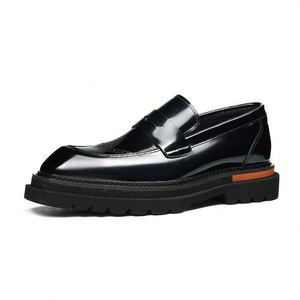Nouvelles Chaussures en Cuir Haut de Gamme pour Hommes, Sur Mesure, Style Business Décontracté, à Bout Large, en Cuir de Vachette Pleine Fleur Poli à l'Anglaise - Product Image 3