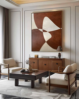 Peinture à l'huile sur toile abstraite faite à la main, brun rougeâtre foncé, style Wabi-Sabi, décoration murale minimaliste médiévale, prête à accrocher