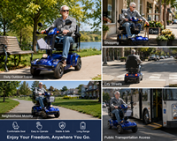 Nouveau Scooter Électrique à 4 Roues 2026 pour Personnes Âgées, Longue Autonomie, Scooter Adapté aux Handicapés avec Panier, Éclairage LED et Siège Confortable