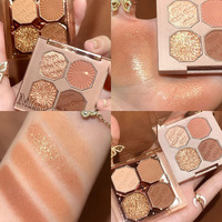 DIKALU Fard à paupières quatre couleurs brillant effet gemme, fini mat, métallique et scintillant, longue tenue, idéal pour les étudiants, maquillage quotidien