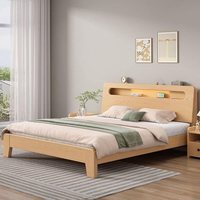 Lit superposé moderne en bois massif de pin américain avec panneau de rangement et tête de lit pliable, taille double pour garçons et filles - Taille du matelas 47" L x 86" P