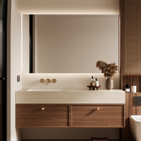 Meuble de salle de bain haut de gamme de style européen, noir et blanc, avec double vasque suspendue