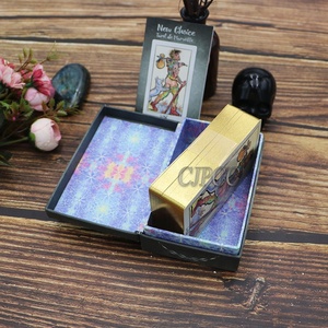 Personalizado tarjetas <span class=keywords><strong>de</strong></span> Tarot cubierta con <span class=keywords><strong>libro</strong></span> jugando a las cartas con bordes <span class=keywords><strong>de</strong></span> <span class=keywords><strong>oro</strong></span> - Product Image 1