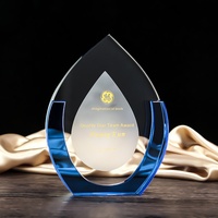 Trofeo de Cristal Transparente Ecológico Hecho a Mano Personalizado para Regalo Empresarial, Diseño Patriótico con Grabado de Logotipo Personalizado