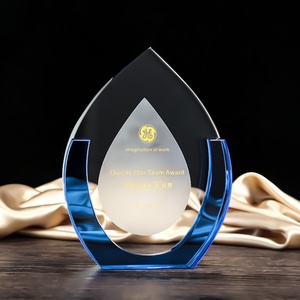 Custom Business Gift Solid Momentoes Metal Crystal Glass Acrylic Award Trophy Blank With Wooden Base Crystal Trophy - Product Image 4