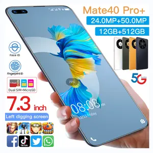 Teléfono móvil Mate de 12GB + 512GB, 24MP + 48MP, Android 10,0 con pantalla completa y desbloqueo facial, teléfono móvil inteligente 40 Pro + original 5G HD