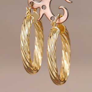 Lienne Boucles d'oreilles Golden Hoop en alliage de zinc, style classique, bijoux de mode unisexe E4430 - Product Image 6