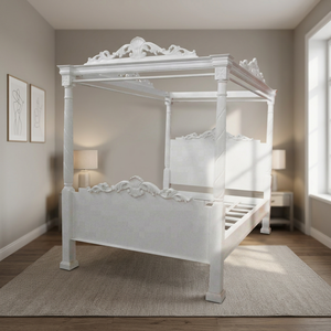 <b>White</b> Victoria Classic Bed Furniture , Mahogany Bedroom Furniture Jepara Indonesia - Product Image 3