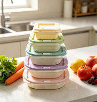 Contenants de stockage alimentaire en plastique personnalisés, lot de 5, avec aération, en PP, empilables, pour organiser le réfrigérateur