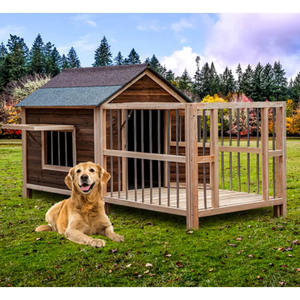 Jaula para perros, muebles, casa para perros de alambre de madera de doble puerta con cama para mascotas - Product Image 4