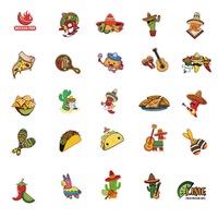 Taco de cuisine mexicaine mignon de dessin animé autocollants décoratifs PVC pour bouteille murale de voiture ordinateur portable Chic Cactus décoration de la maison mexicaine