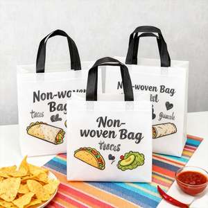 Eco-Friendly Print White Non-Woven <b>Bag</b> for Italian Food Delivery Pizzerias Personal Use <b>Snack</b> Sandwich Cake Charming Design - Product Image 2