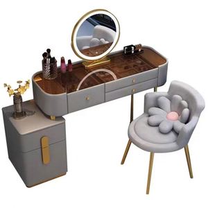 Bàn trang điểm hiện đại sang trọng bằng gỗ nguyên khối có gương có đèn và ngăn kéo đựng đồ cho phòng ngủ và phòng ăn - Product Image 6