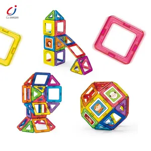 Chengji manufacturer wholesale educational diy construction toy sets 54pcs 3d stem magnetic building block tiles for kids