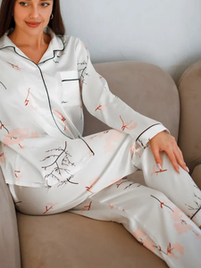 Pijama erótico de 2 piezas con logotipo personalizado RUS, conjunto de pijama sexy de lujo con encaje para mujer, pijama de satén para mujer, ropa de dormir floral, gran oferta - Product Image 2