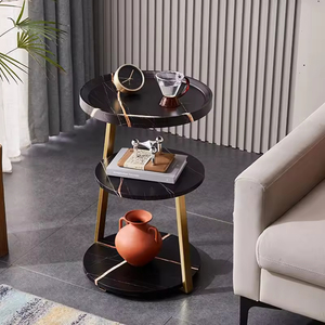 Mesa auxiliar de tres capas de madera MDF de lujo ligero para apartamento pequeño para sala de estar, hogar o mesa de centro de Hotel para esquina de sofá - Product Image 4