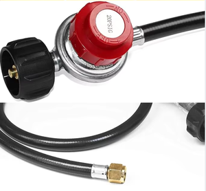 Regulador de propano de alta presión ajustable de 20 PSI con manguera, manguera reguladora de parrilla de <span class=keywords><strong>Gas</strong></span> LP con accesorio de tubería 1/8 MNPT para QCC1 - Product Image 4