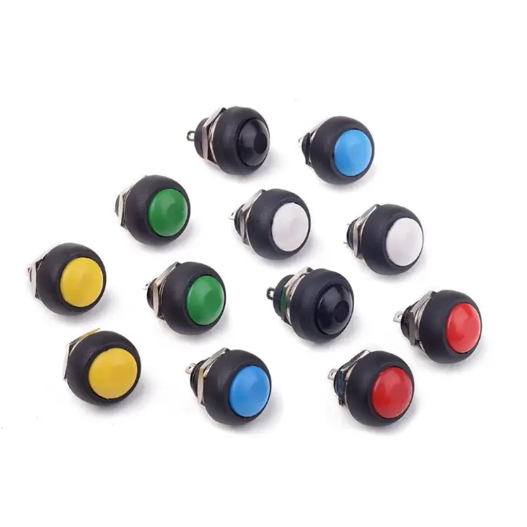 मिनी पुश बटन स्विच 12mm प्लास्टिक पुश बटन स्विच PBS-33B निविड़ अंधकार