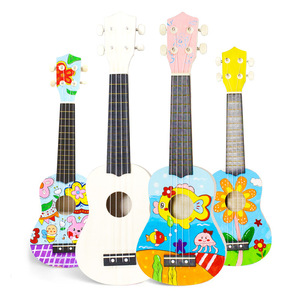 Ukelele de Madera sin Acabado para Niños, Juguete Musical Educativo, Mini Guitarra de Juguete, Instrumento Musical Infantil - Product Image 1