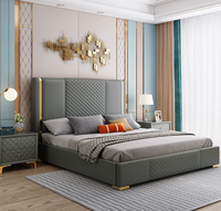 Modernes Luxuriöses Design Holz-Kingsize-Bettgestell Schlafzimmer Leder-Doppelbett Luxuriöses Neues Design Schlafzimmer-Set
