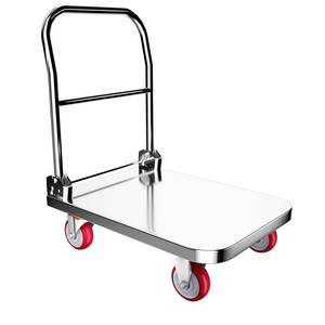 70*50CM Kleine RVS Platformkar met Stille Wielen, Opvouwbare Leuning voor Winkelen en Opslag, OEM Beschikbaar - Product Image 4