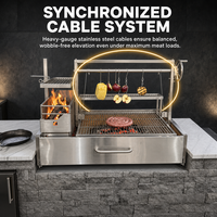 Barbecue Santa Maria en acier inoxydable de style argentin, barbecue commercial à charbon de bois pour jardin, patio et cuisson en extérieur