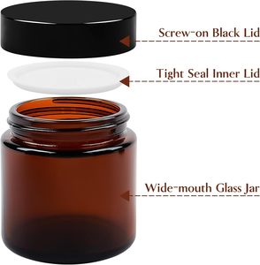 Pot cosmétique en verre noir mat avec couvercle à vis en aluminium noir, gamme 5g-100g, pour les soins de la peau - Product Image 4