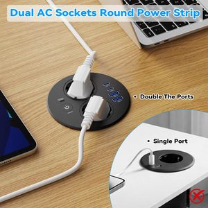 Prise <span class=keywords><strong>encastrable</strong></span> ronde 6-en-1 AMZ, best-seller, avec USB PD 20W, 2 prises de courant et 4 ports USB, multifonction, multi-prises - Product Image 5