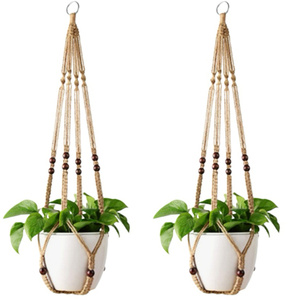 2 pièces/ensemble, panier suspendu pour plantes en coton tressé à la main, filet pour <span class=keywords><strong>pot</strong></span> <span class=keywords><strong>de</strong></span> fleurs, corde <span class=keywords><strong>de</strong></span> coton, style bohème, macramé - Product Image 5