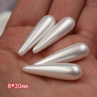 Perles en forme de larme YWJC en cristal multicolores de haute qualité, perles de coquillage blanc arc-en-ciel à moitié percées avec trous